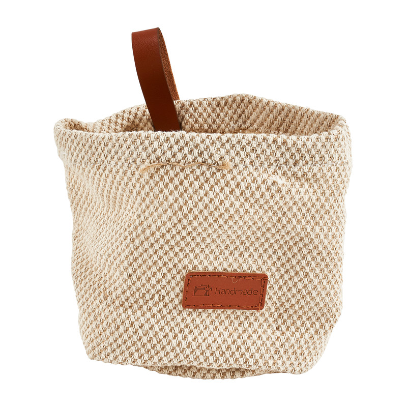 Opbergmand met lus - lichtbeige - ø13x13 cm 