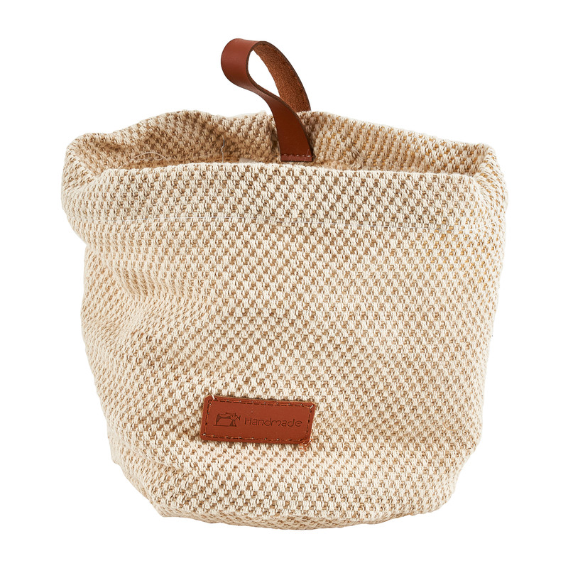 Opbergmand met lus - lichtbeige - ø15x15 cm 