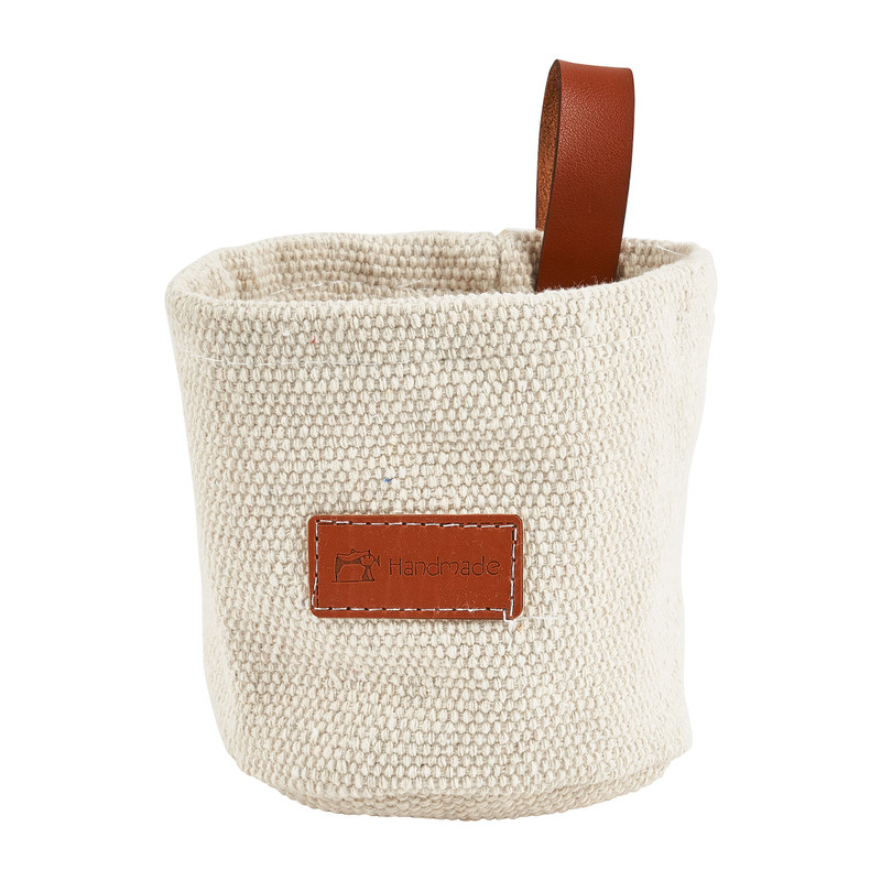Opbergmand met lus - donkerbeige - ø10x11 cm 