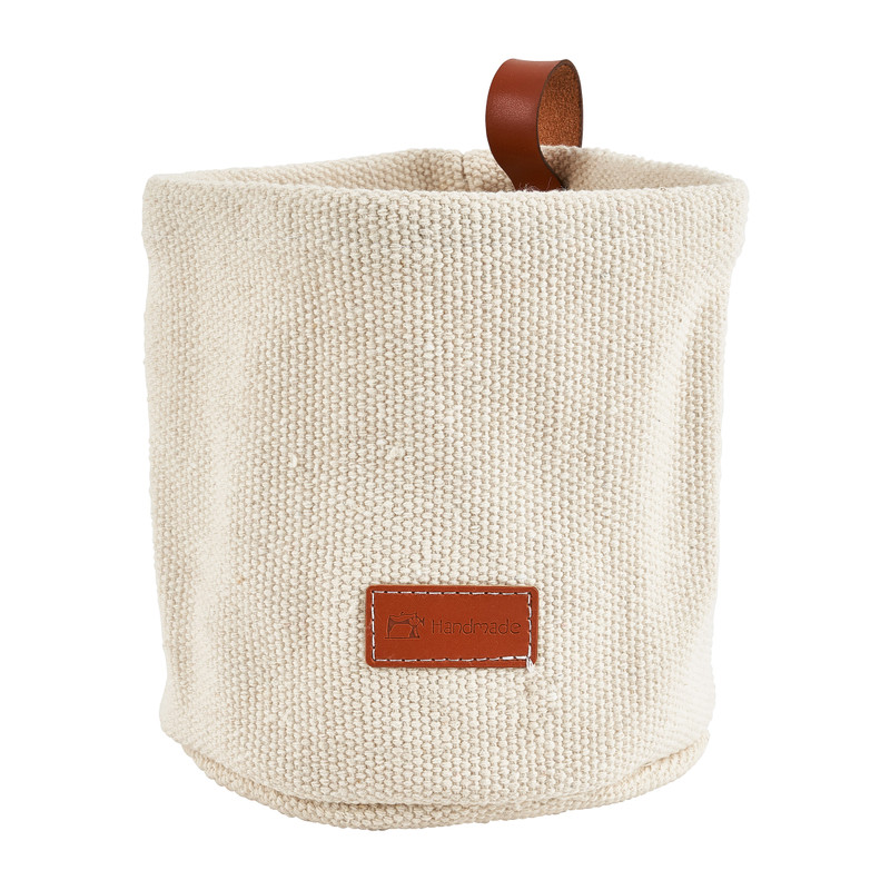 Opbergmand met lus - donkerbeige - ø15x15 cm 