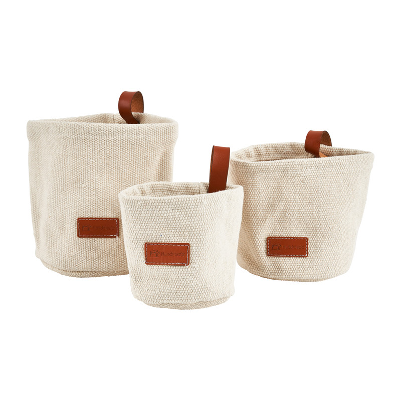 Opbergmand met lus - donkerbeige - ø15x15 cm 