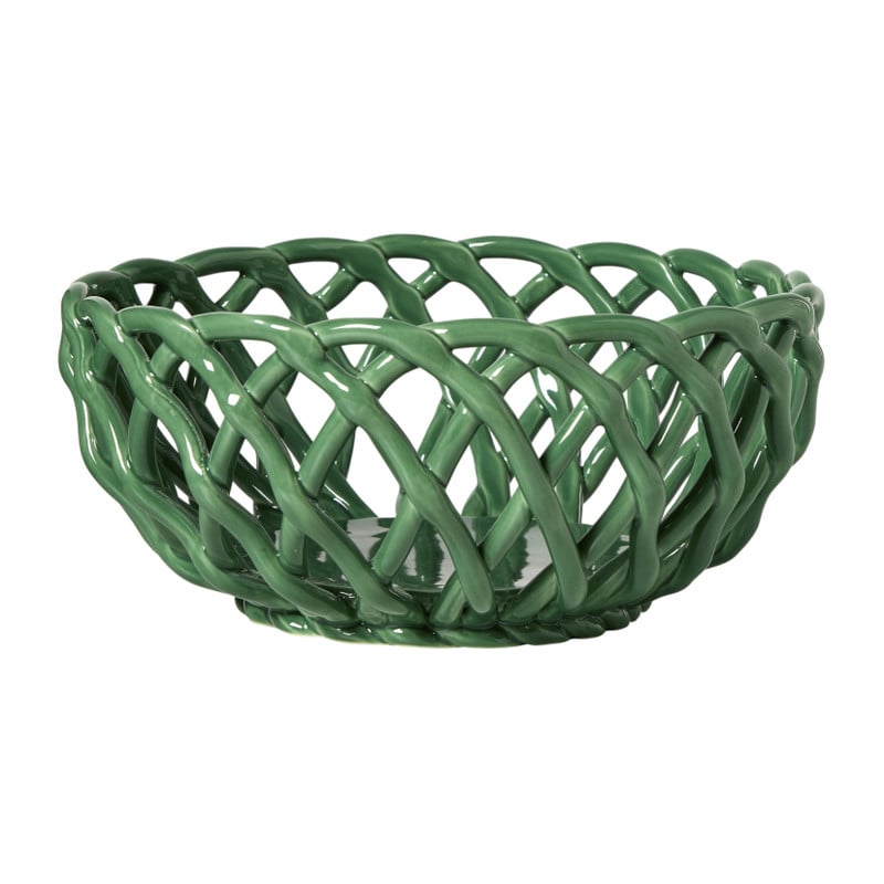 Xenos Broodmand keramiek - groen - &oslash;20x9 cm