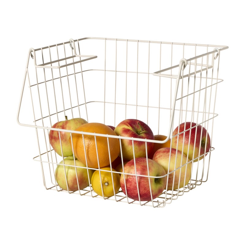 Xenos Metalen stapelmand - wit - 26x31.5x31 cm