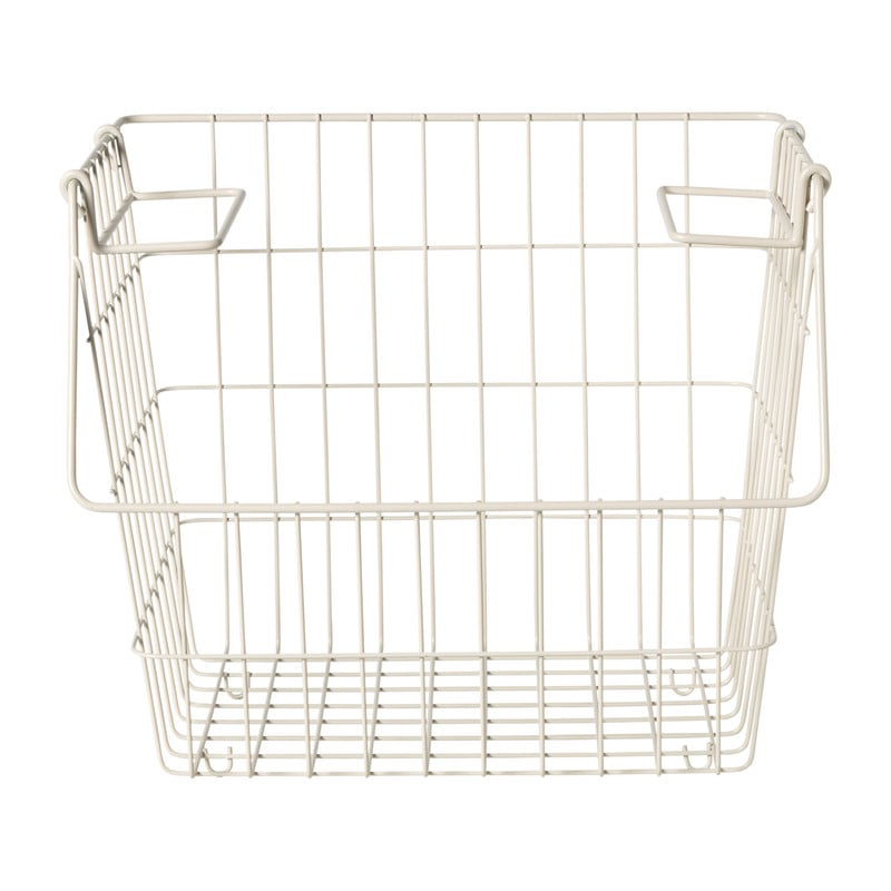 Metalen stapelmand - wit - 26x31.5x31 cm