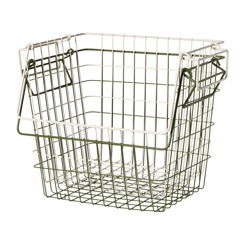 Metalen stapelmand - wit - 26x31.5x31 cm