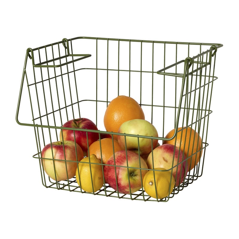 Xenos Metalen stapelmand - groen - 26x31.5x31 cm