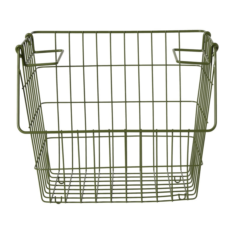 Metalen stapelmand - groen - 26x31.5x31 cm
