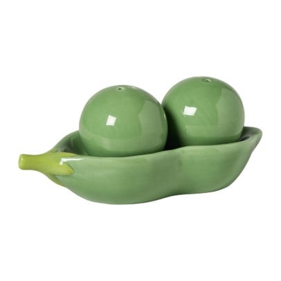 Peper- en zoutstel met houder boontjes - groen - 3.5x5.5x15.5 cm