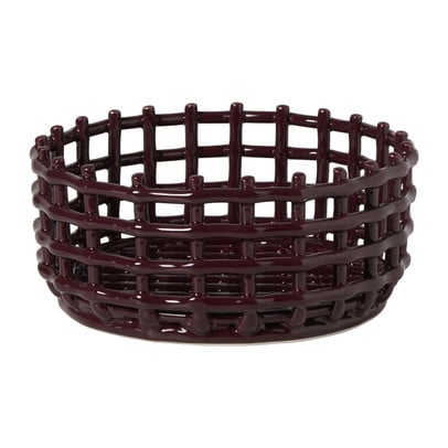 Mand keramiek - bordeaux rood - ø26x11.5 cm