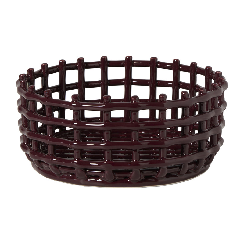 Mand keramiek - bordeaux rood - ø26x11.5 cm