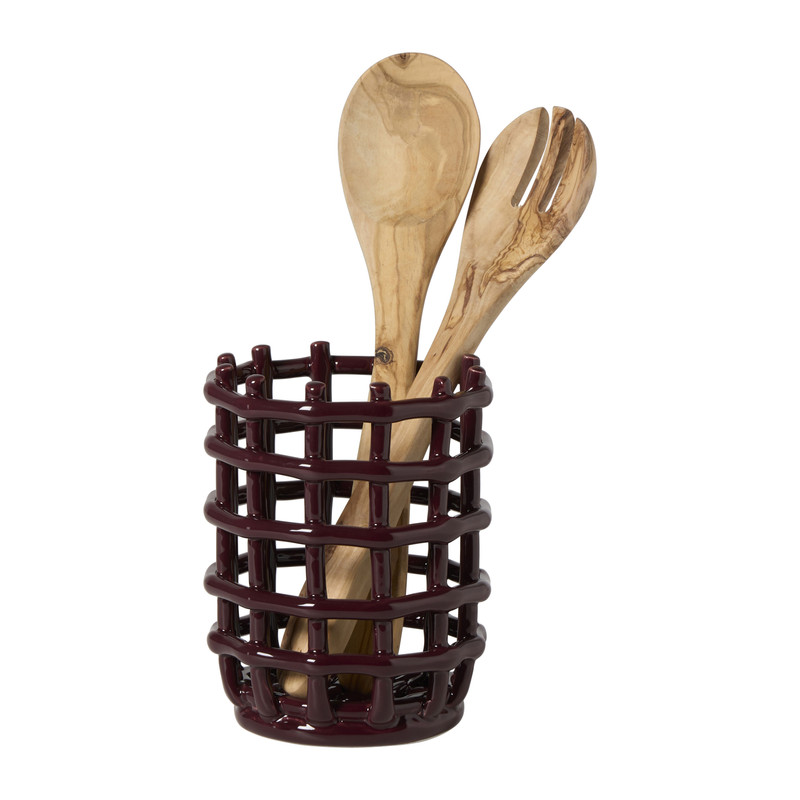 Keukengerei pot keramiek - bordeaux rood - ø13.8x16 cm