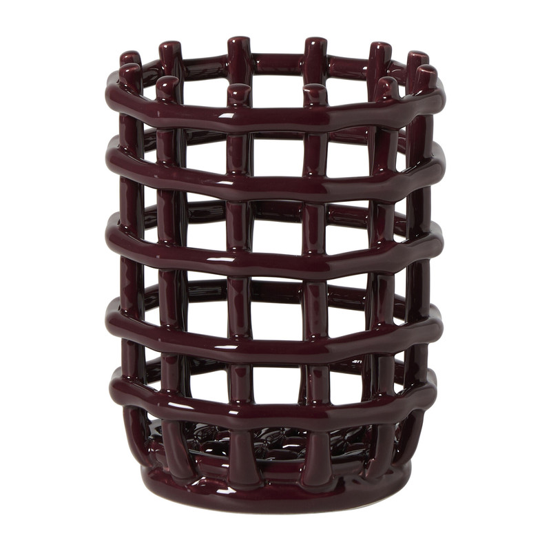 Keukengerei pot keramiek - bordeaux rood - ø13.8x16 cm