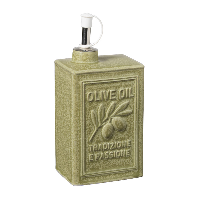 Olijfolie fles - groen - 18.5x8.2x6 cm