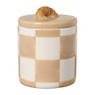 Opbergpotje croissant geblokt - bruin/beige - ø10.3x13 cm