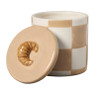 Opbergpotje croissant geblokt - bruin/beige - ø10.3x13 cm