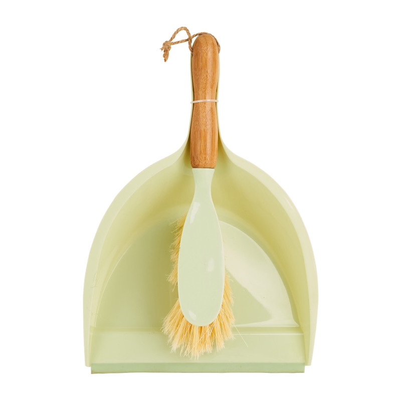 Stoffer en blik met bamboe handgreep - groen