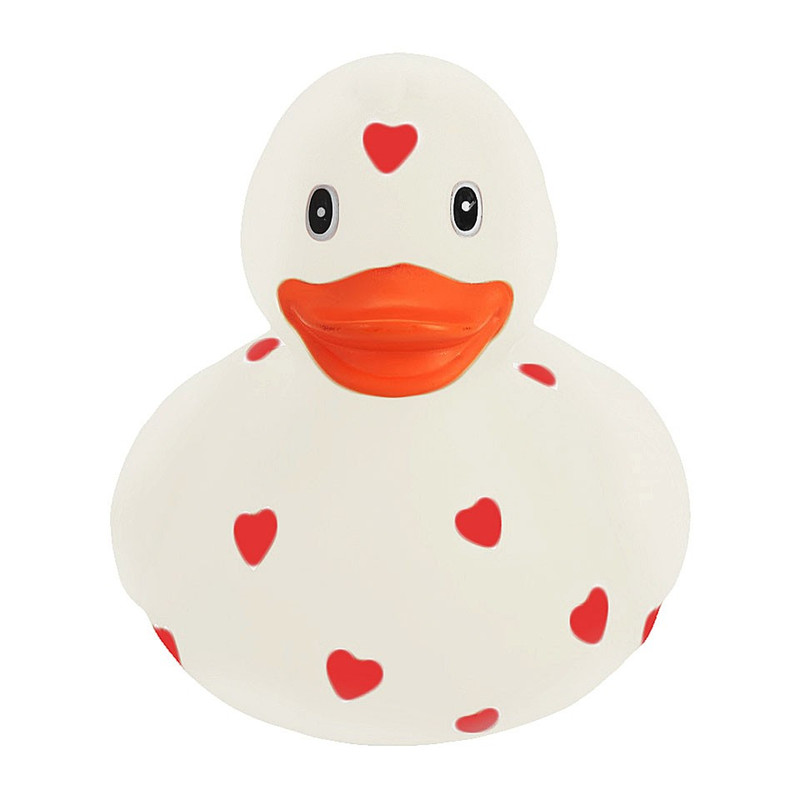 Badeend XL - hartjes - wit