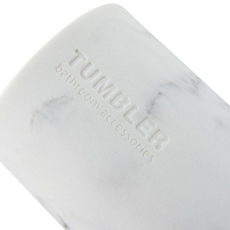 Badkamer beker marmer - wit - ø8x11.5 cm