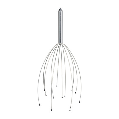 Hoofd massage borstel - zilverkleurig - 6x6x25 cm