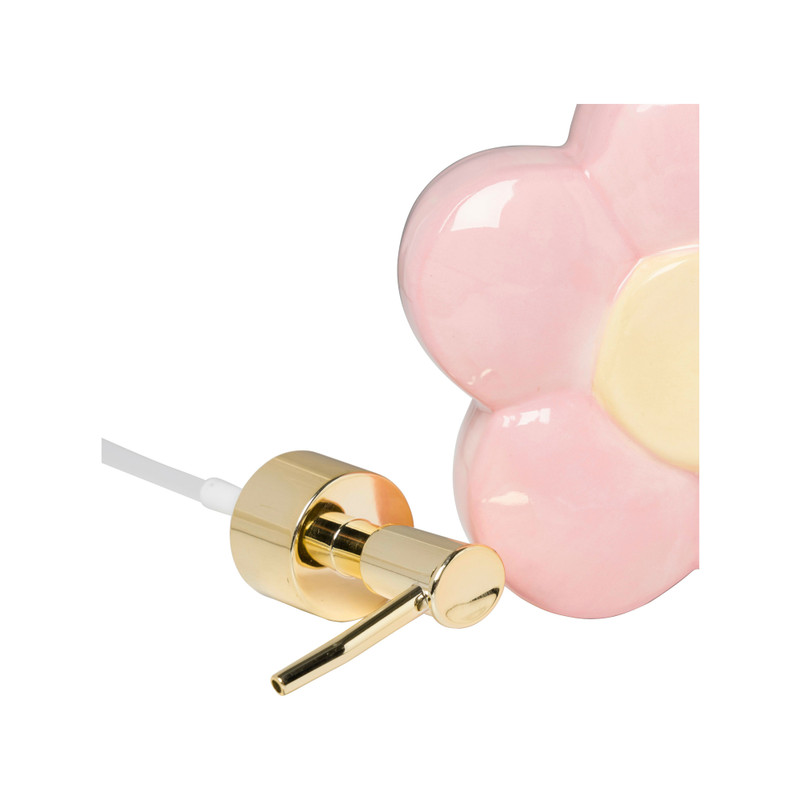 Zeeppompje bloem - roze/geel - 18.5x12.8x5.5 cm