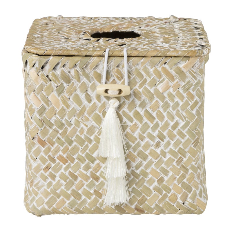 Tissuebox  zeegras - naturel - 13x14x14 cm