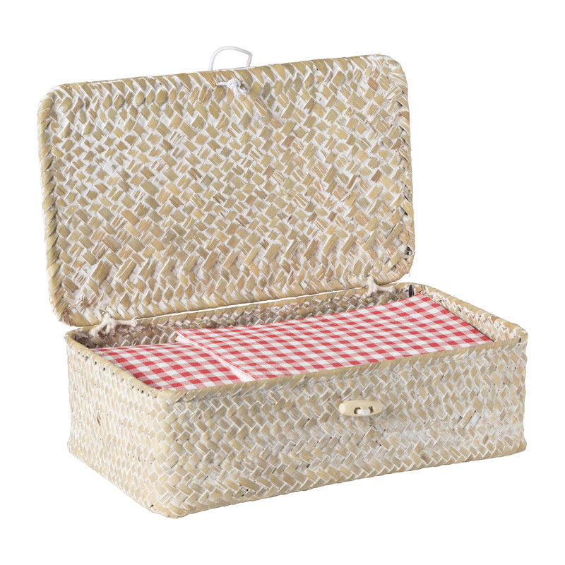 Opbergdoos zeegras - naturel - 7.5x24x14 cm