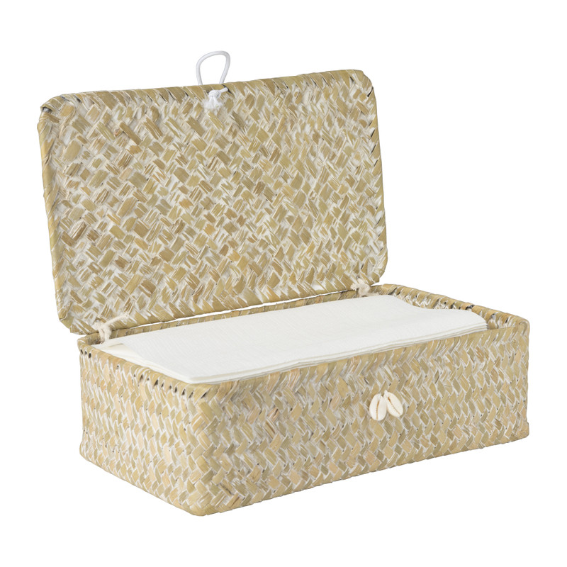 Opbergdoos zeegras - naturel - 7.5x24x14 cm