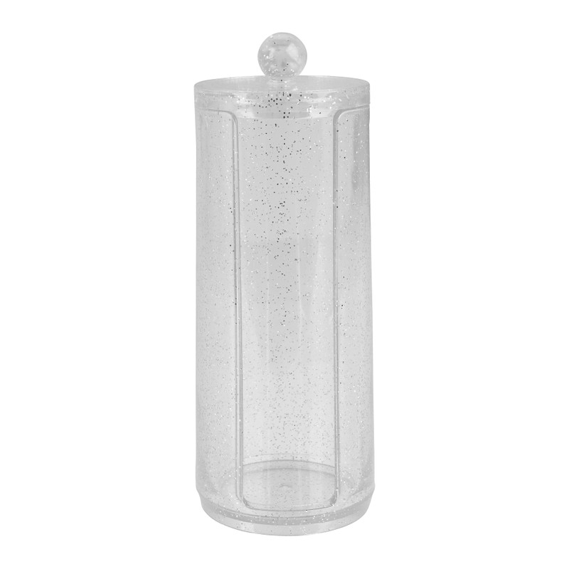 Glitter wattenschijfjes houder - ⌀7x20 cm 