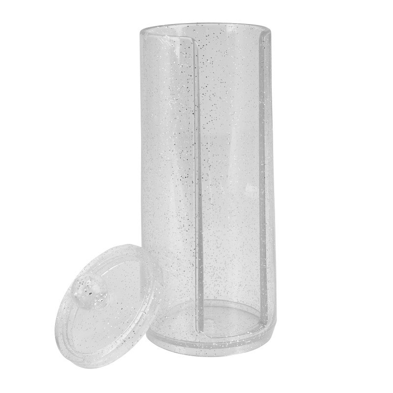 Glitter wattenschijfjes houder - ⌀7x20 cm 