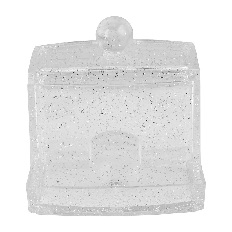 Glitter wattenstaafjes houder - 9x8x9.5 cm 