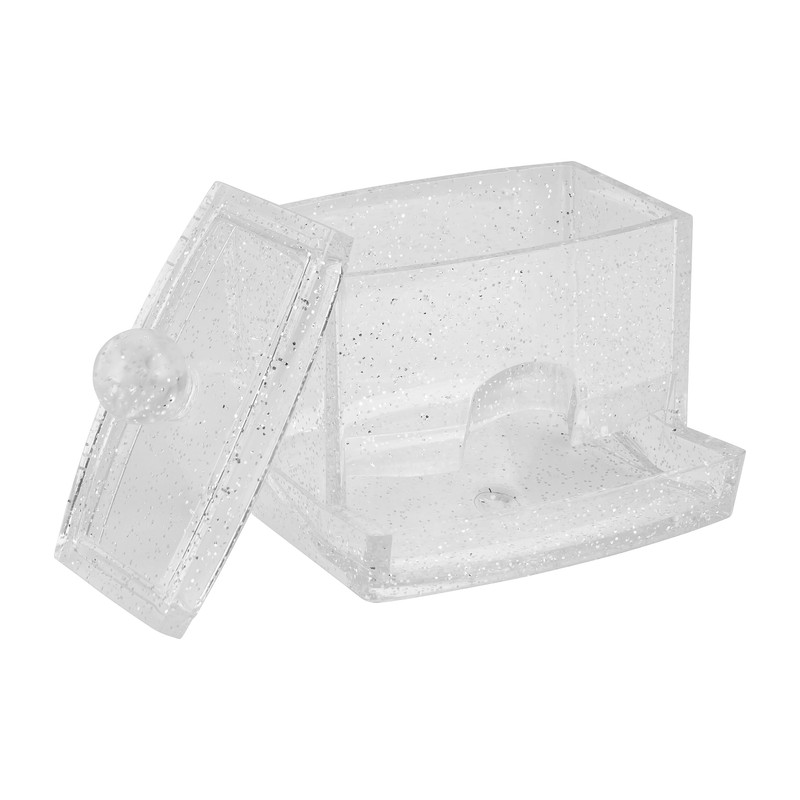 Glitter wattenstaafjes houder - 9x8x9.5 cm 