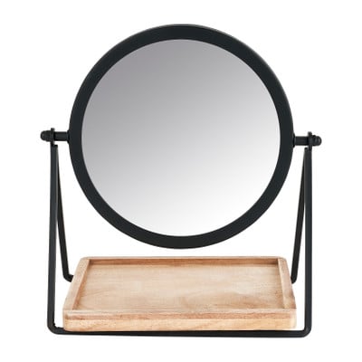 Brengen stel voor Getalenteerd Make-up spiegeltje met plankje - zwart - 19x14x21 cm | Xenos
