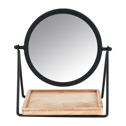 Geheim Onderzoek het afstand Make-up spiegeltje met plankje - zwart - 19x14x21 cm | Xenos