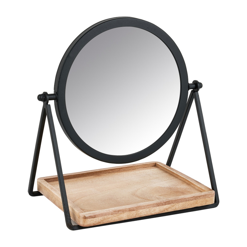 Herdenkings supermarkt Dekbed Make-up spiegeltje met plankje - zwart - 19x14x21 cm | Xenos