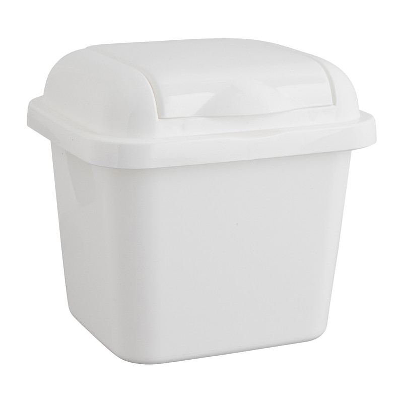 Mini afvalbakje - wit - 14x16x16 cm