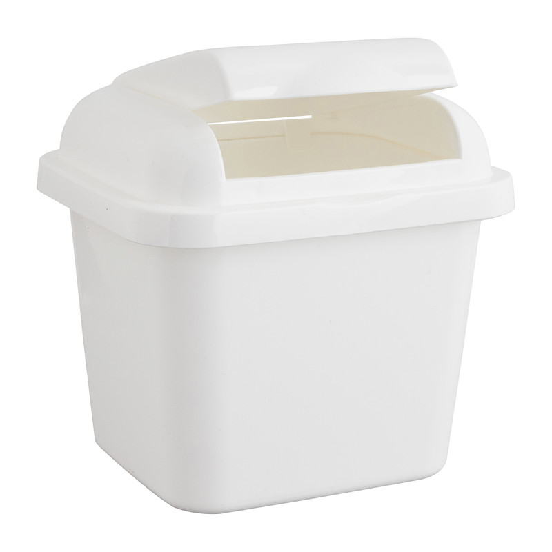 Mini afvalbakje - wit - 14x16x16 cm
