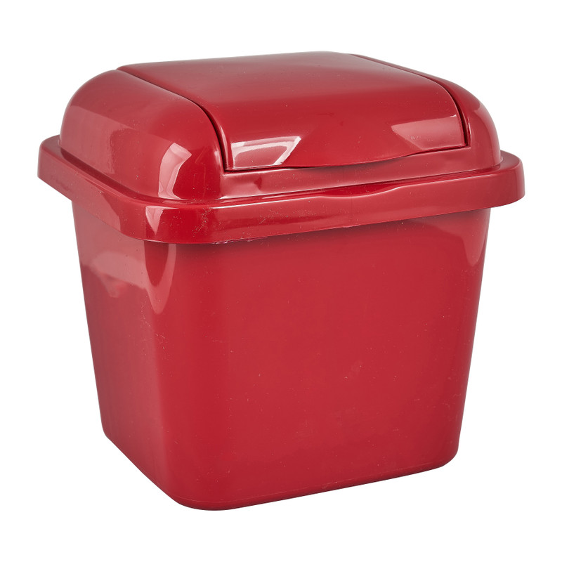 Mini afvalbakje - rood - 14x16x16 cm