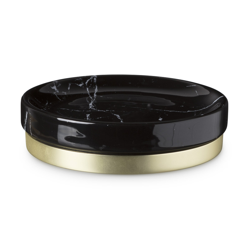 Zeepschaaltje marmer - zwart/goud