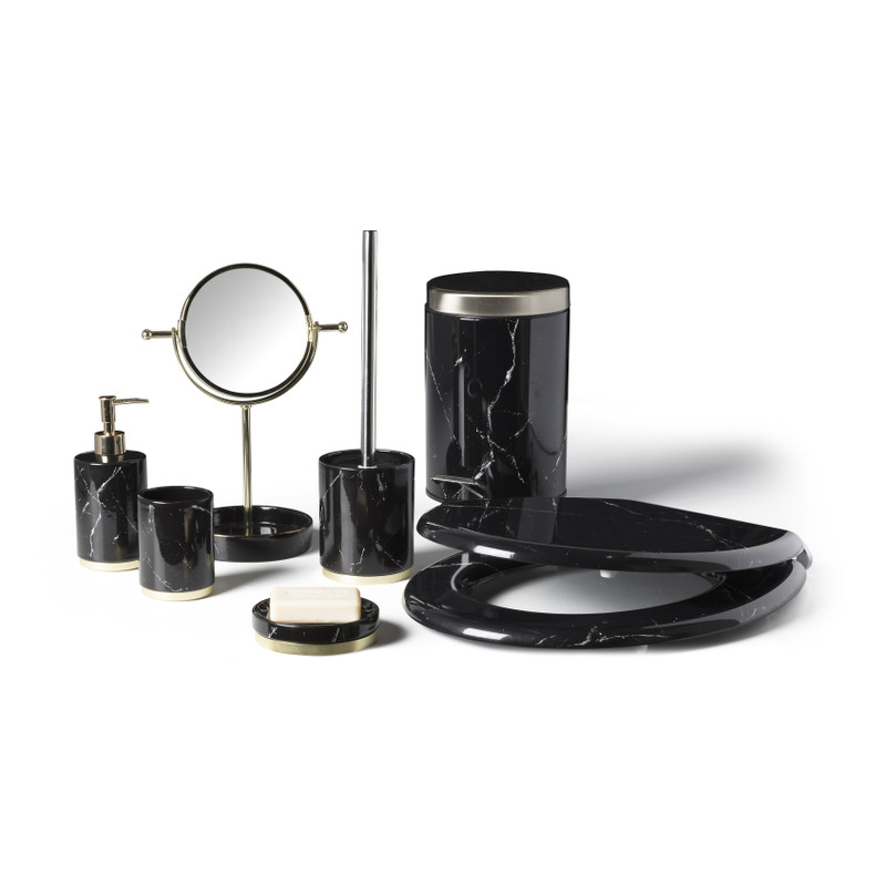 Spiegel marmer -zwart/goud - 23x25x33 cm 