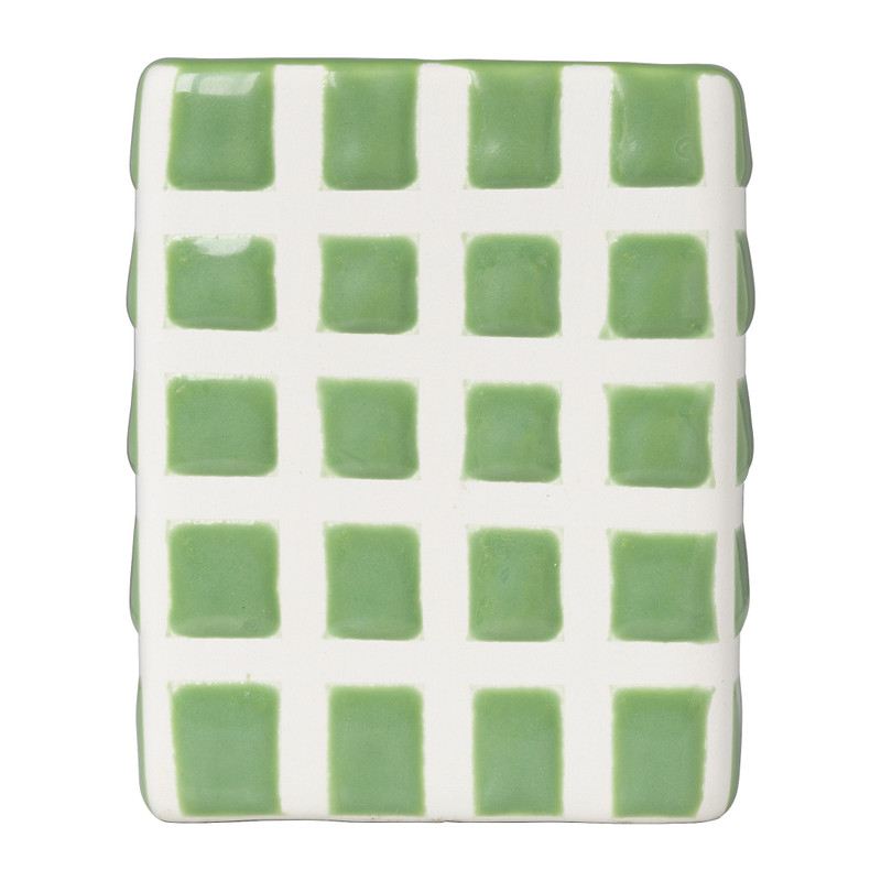 Tandenborstel beker blokjes - groen/wit - 8.8x7x7 cm