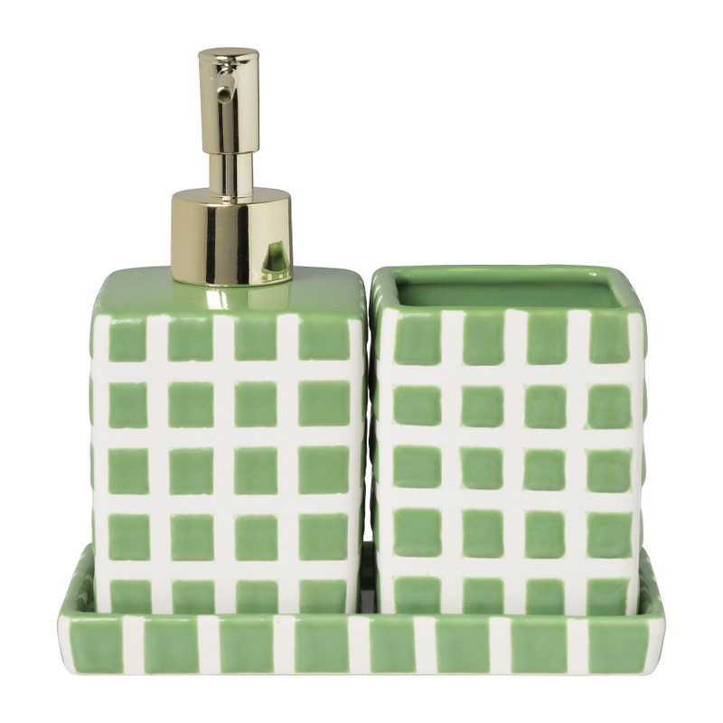 Zeepschaaltje blokjes - groen/wit - 1.3x15.8x8.3 cm