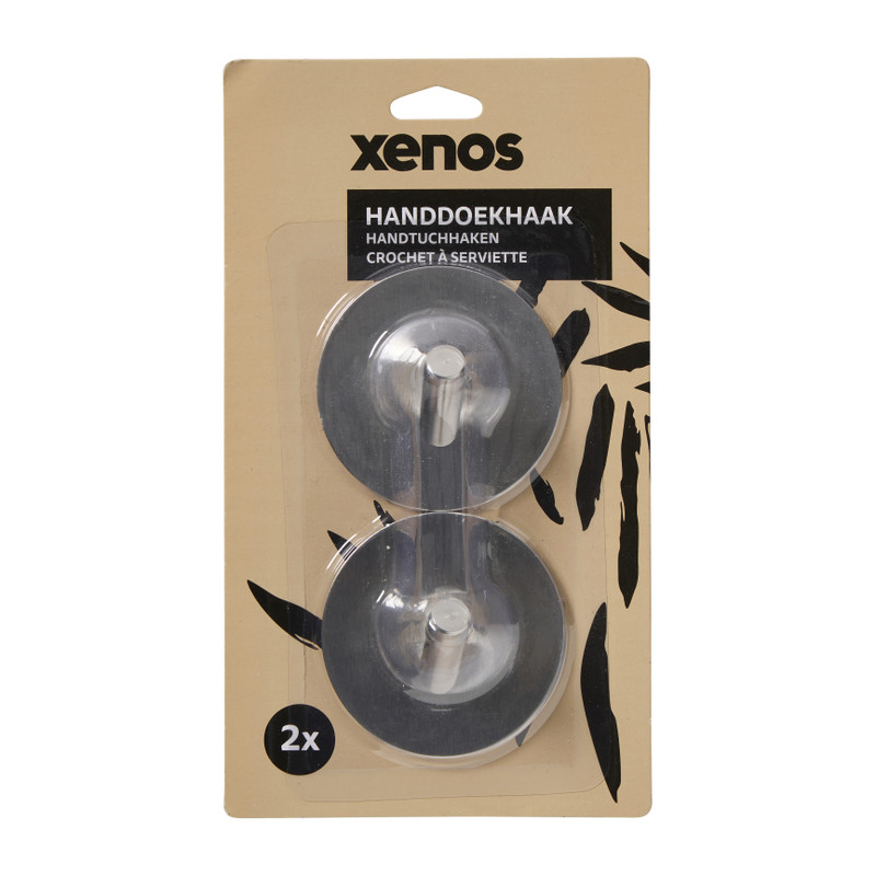 Handdoek haken zilver - ø3 cm - set van 2