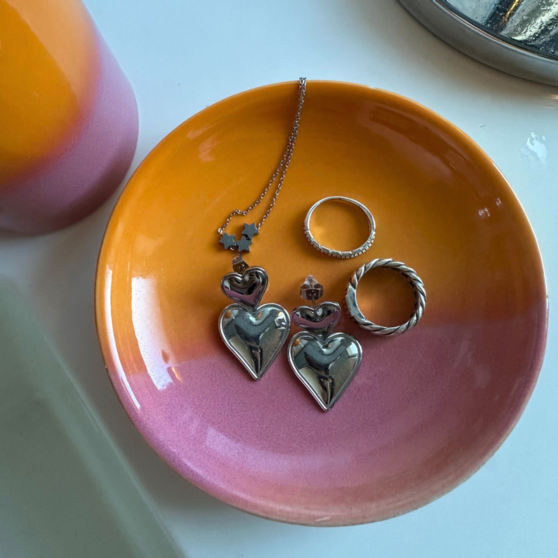 Zeepschaaltje duo - oranje/roze - ø11x2.2 cm