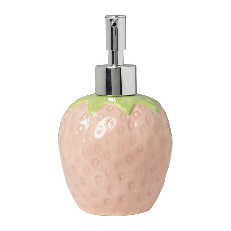Zeeppompje aardbei - roze/groen - ø8.3x15 cm