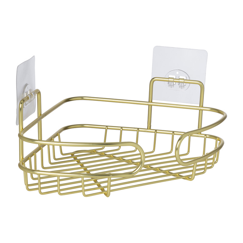 Badkamerrek hoek - goudkleurig - 21.5x21.5x10 cm