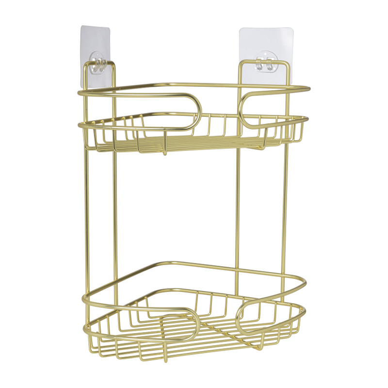 Badkamerrek hoek dubbel - goudkleurig - 21.5x21.5x34 cm