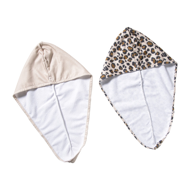 Handdoek tulband - panter - set van 2