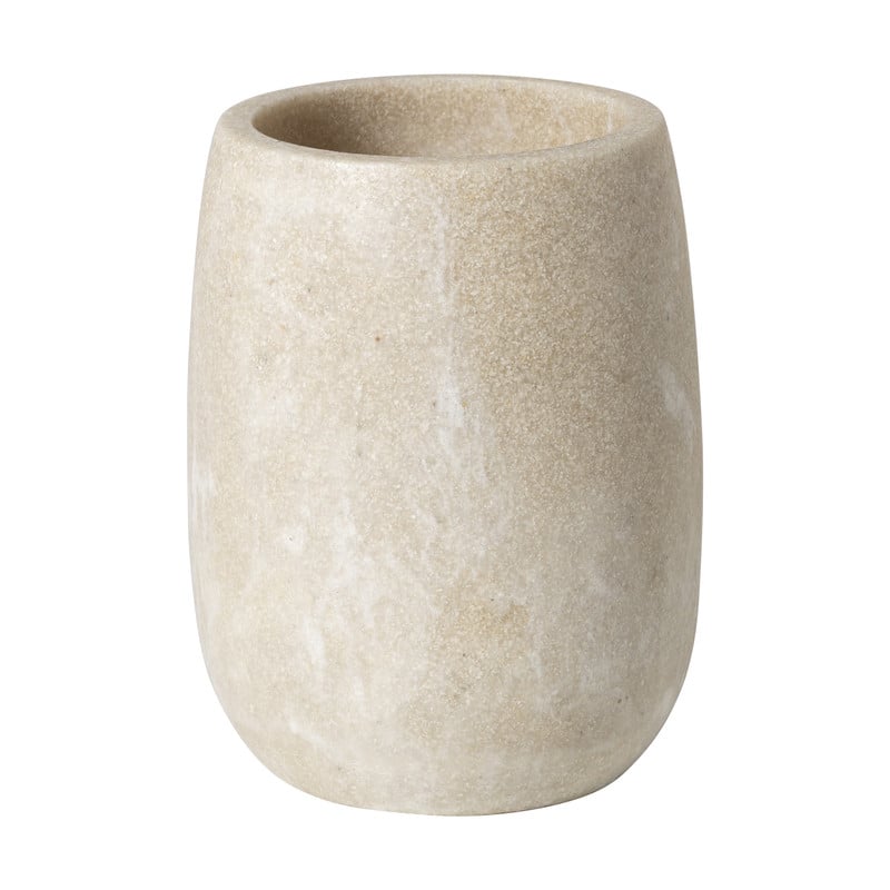 Tandenborstel beker marmer - beige - ø8x10.5 cm