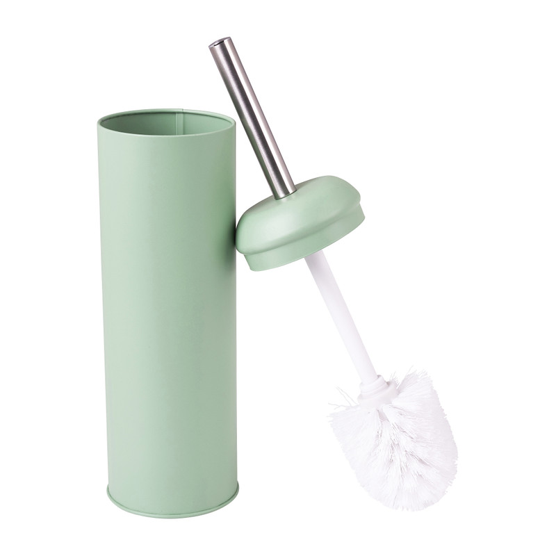 Toiletborstel en houder metaal - groen - 41 cm 