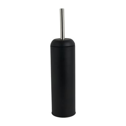 Toiletborstel en houder metaal - zwart - 41 cm 